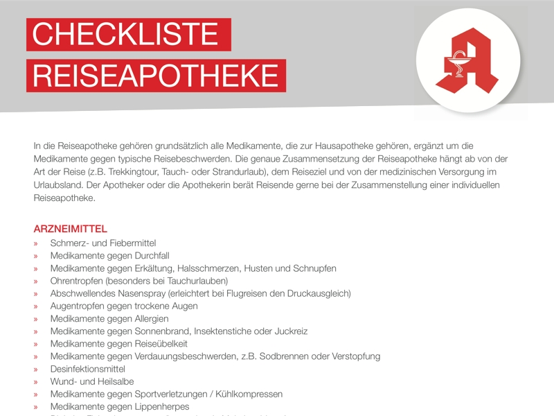 Teaserbild Checkliste Reiseapotheke
