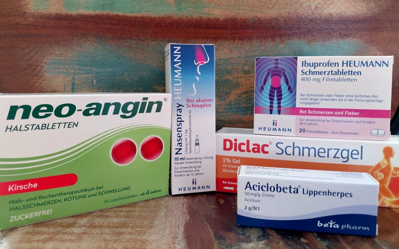 Sortiment aus der Reiseapotheke